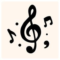 Music notes on a cream background. Hand drawn music note vector