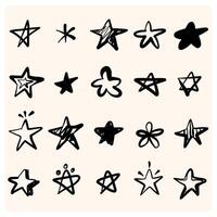 Doodle star collection with background cream vector