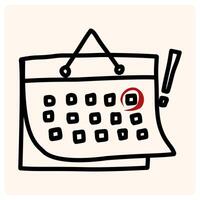 Calendar schedule hand drawn sketch style icon with illustration style doodle and line art vector