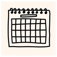 Calendar doodle schedule hand drawn sketch vector