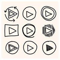 Doodle play icon button illustration collection vector