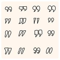 Hand drawn sketch set quotation marks with background cream vector