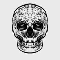 abstract skull head black line with mirror art style vector