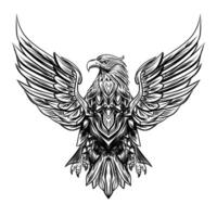 sketch of garuda flapping its wings vector