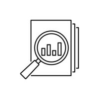 Audit document icon in line style. Result report illustration on white isolated background. Verification control business concept. vector