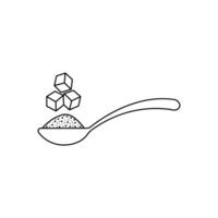 spoon sugar powder icon, add teaspoon ingredients, cooking food baking, thin line web symbol on white background vector