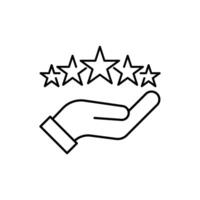 customer review icon, quality rating, feedback, five stars line symbol on white background vector