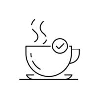 order for coffee in coffee shop completed. linear graphic modern design abstract coffeeshop logotype element isolated on white. concept of favorite taste drink for successful and easy start to day vector