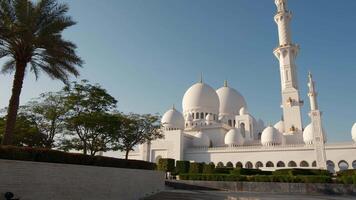 UAE, Abu-Dhabi, January 11, 2024 view of Sheikh Zayed Mosque. Grand architecture, intricate marble details, serene atmosphere make it remarkable symbol of Islamic culture and spirituality in UAE. video