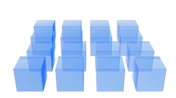 3D glass cube animation one to many and many to one, CG motion graphic video