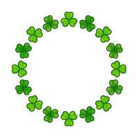 Happy St Patricks Day text hanwriting with decorated with a circular arrangement of shamrock leaves design illustration vector