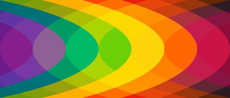 The colorful overlapping arc rainbow pattern background offers a fresh and modern perspective. vector