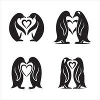 Minimalist Penguin Couple Illustrations vector