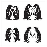 Penguin Couple Silhouettes vector