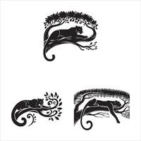 Bold Leopard on Branch Design vector