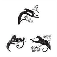 Leopard on Tree Branch Silhouette vector