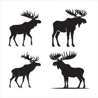 Moose with Large Antlers Silhouette vector