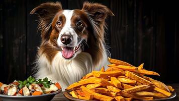 Border collie choosing between healthy and unhealthy food video