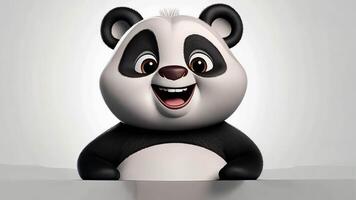 Cute panda showing joy and happiness leaning on a table video