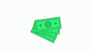 US Dollar banknotes rolling sideways, folded from the side and stacked, business and money related animation video