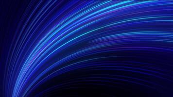 Blue neon glow line bg. 3d render, abstract background. Curvy neon ribbon with glowing lights. Data transfer metaphor. Particles glowing tracks. Modern Speed Light Effect. Futuristic Glowing Lines. video