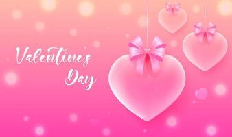 Valentine's Day banner design hanging in an empty translucent heart vector