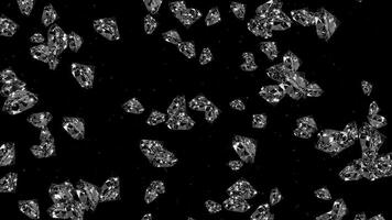 Glanz Hintergrund mit Diamanten fliegend mit ein Alpha Kanal video