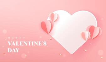 Valentine's Day banner design with hearts on a pink background vector