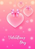 Valentine's Day poster design hanging in an empty translucent heart vector