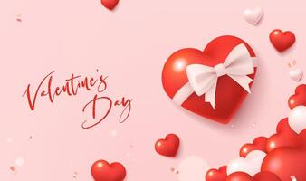 Valentine's Day banner design with a red heart tied with a bow vector