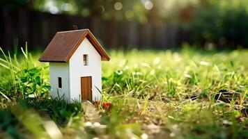 The miniature house displayed next to the flawlessly leveled lawn video