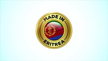 Made in Eritrea, golden badge with the national flag animation video