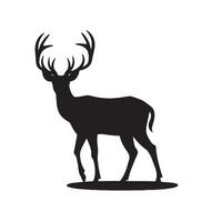 Silhouette of Deer on Plain White Background vector