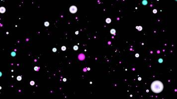 Abstract animation of glowing orbs and particles in teal, pink, and white against a black background. video