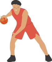 Man Playing Basketball in Cartoon Design vector