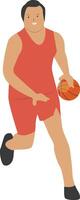Man Playing Basketball with Dribble Movement vector