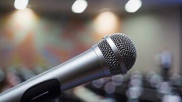 Close-Up Shot of a Microphone at a Conference Event video