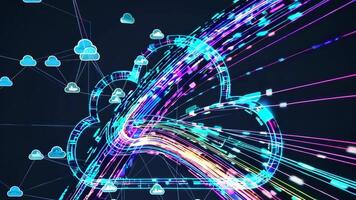 Cloud Technology Data Flow Footage with Vibrant Visual Effects video