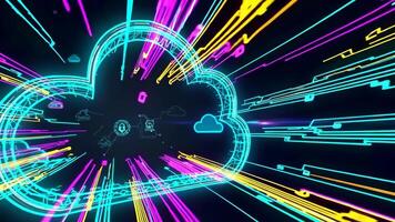 Cloud Technology Digital Data Flow Animation Footage video