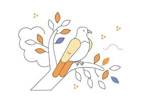 Cuckoo bird sitting on tree branch illustration art on white background vector