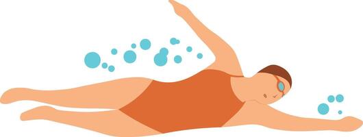 People Swimming Illustration in Cartoon Design vector