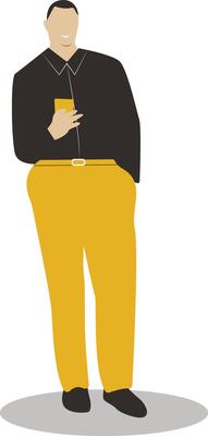 Businessman Holding Mobile Phone with Standing Pose