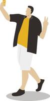 Man Selfie with Cell Phone vector