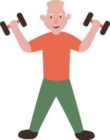 Old People Illustration with Dumbbell vector