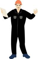 Illustration of Worker with Map Paper vector