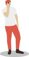 Man Holding Phone with Standing Pose vector
