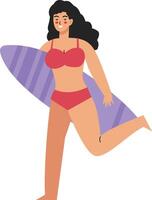 Woman Surfing Character vector