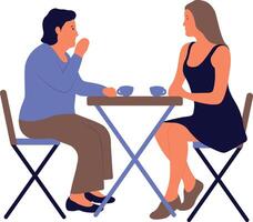 People Sitting at Cafe with Simple Design vector