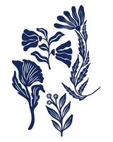 Tattoo style Leaf botanical collection set bundle ink tatto silhouette illustration asset element nature, plant, tropical leafs editable vector
