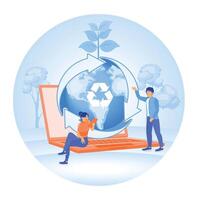 Sustainable technology with the concept of recycling and environmental governance. vector